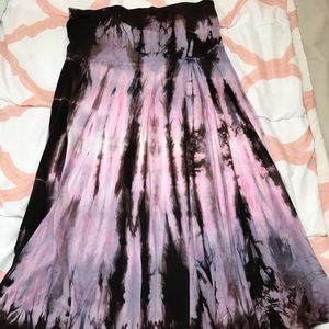 Purple tie-dyed maxi skirt